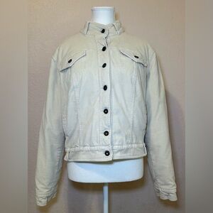 Baby Phat vintage jacket coat puffer cream corduroy buttons pockets Y2K 90’s L‎